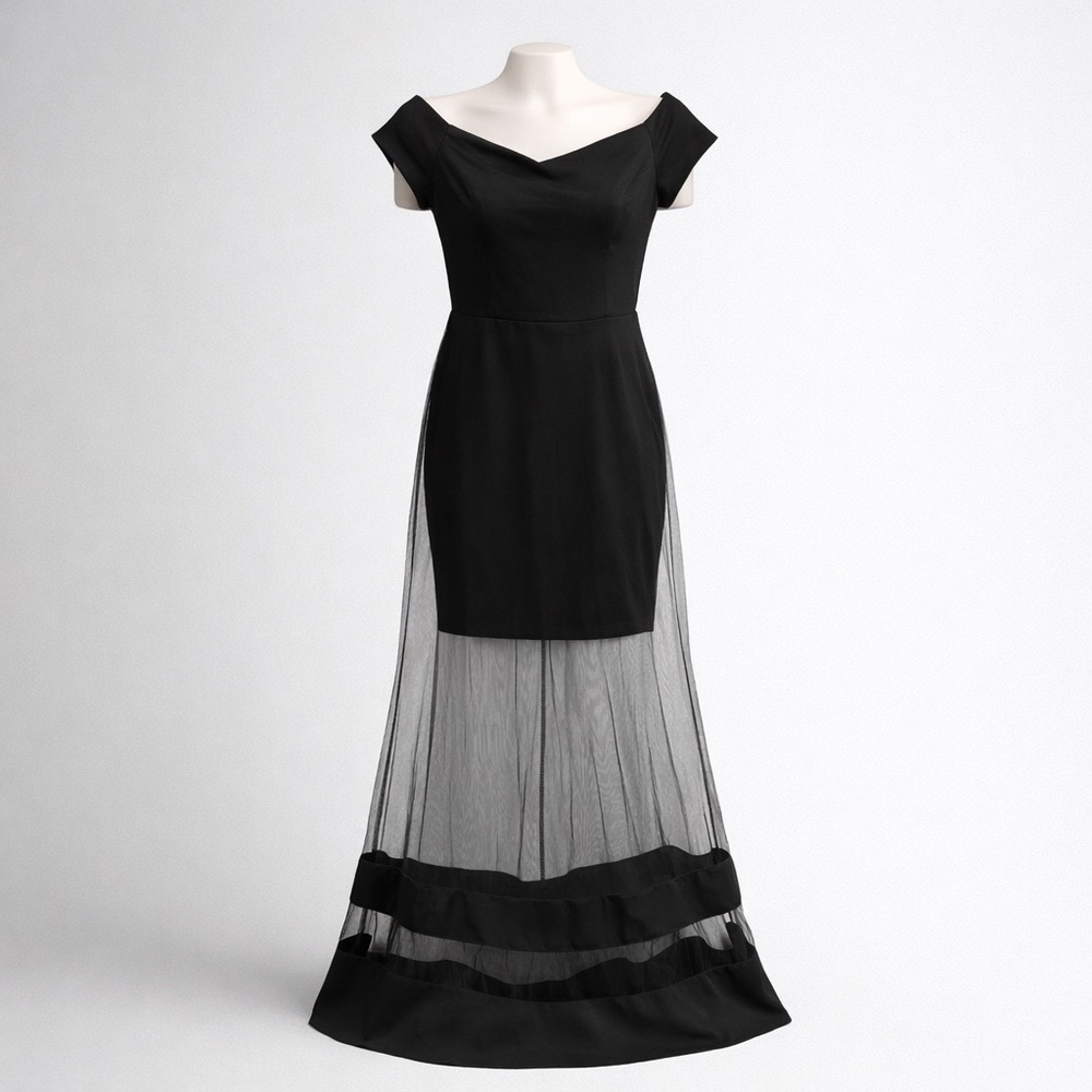 NWT Showny Women‎ M Off Shoulder Maxi Dress Tulle Fairy Whimsigoth Soft Grunge